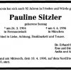 Sonntag Pauline 1904-1996 Todesanzeige